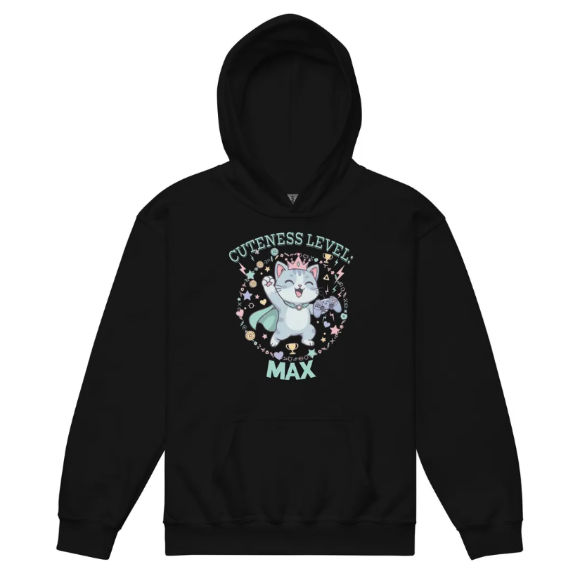 Cuteness Level MAX Gamer Girl Hoodie - Gaming family hoodie for girls available on Etsy