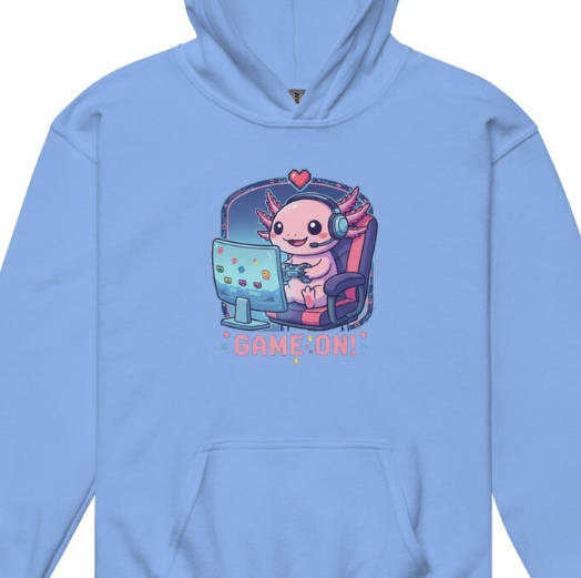 Game On Axolotl Gamer Hoodie - Gaming family hoodie available on Etsy